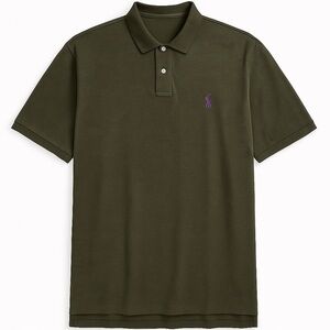 Ralph Lauren XL Olive Green Polo Shirt Purple Pony Logo Preppy Mens
